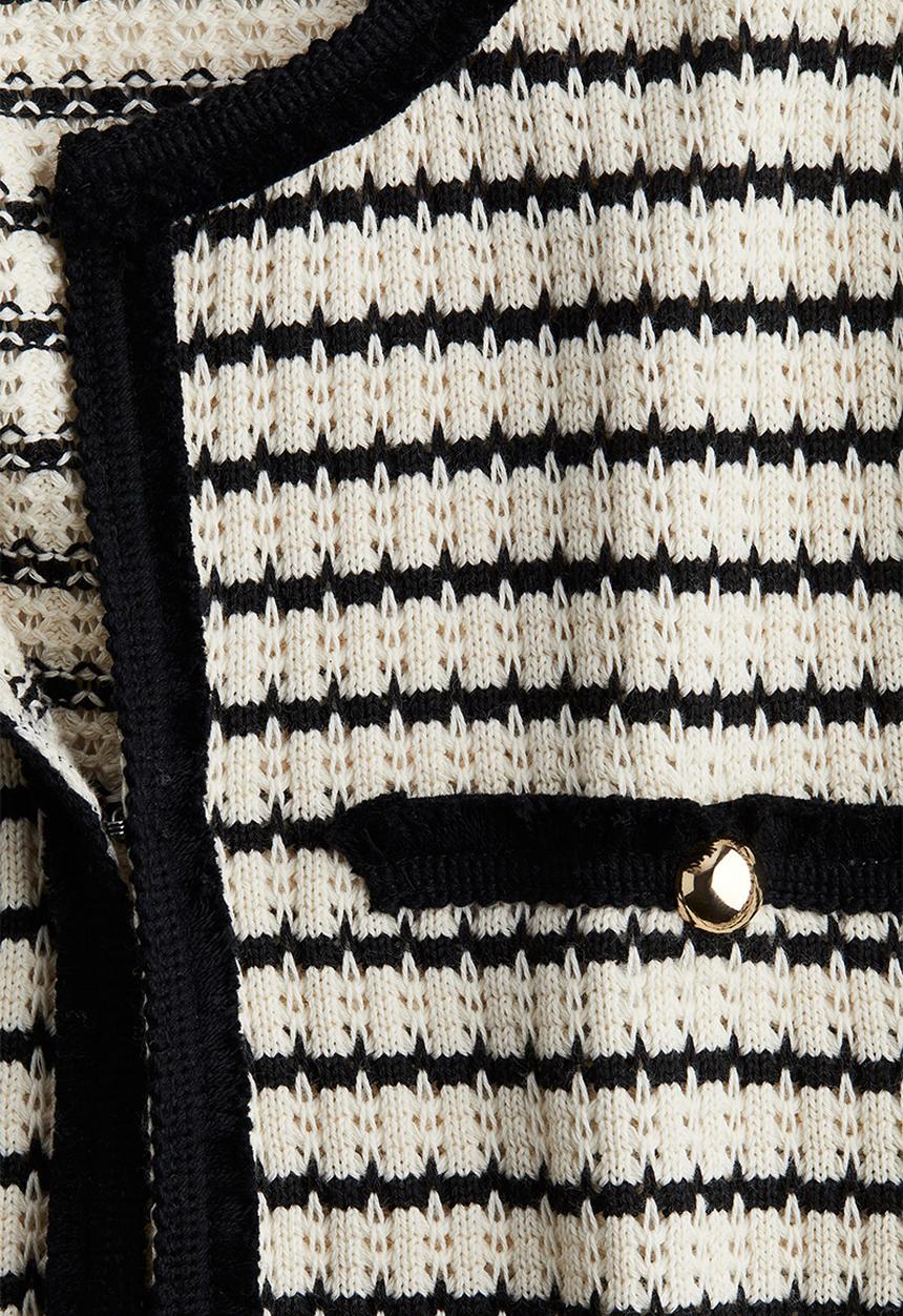H&M - Textured-knit cardigan - white & black striped