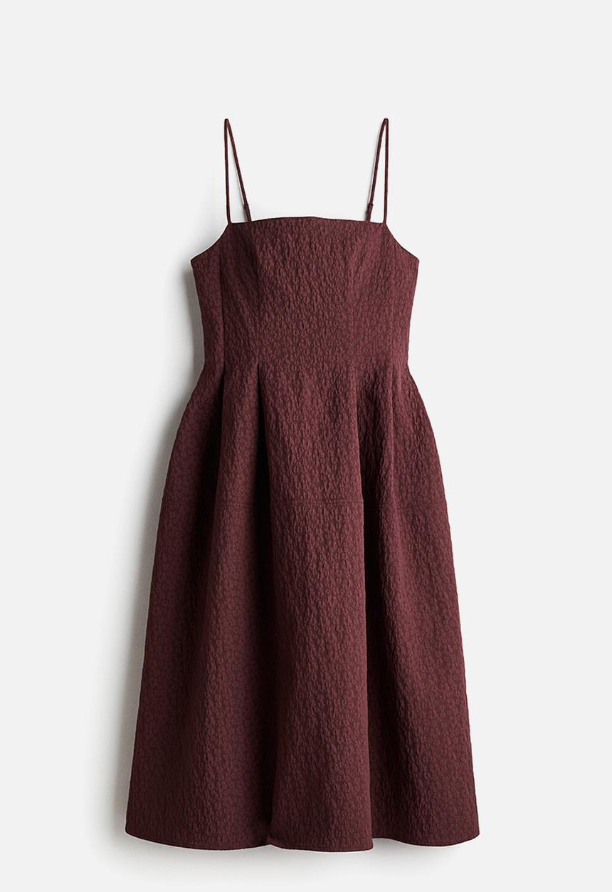 H&M - Jacquard-weave dress - burgundy