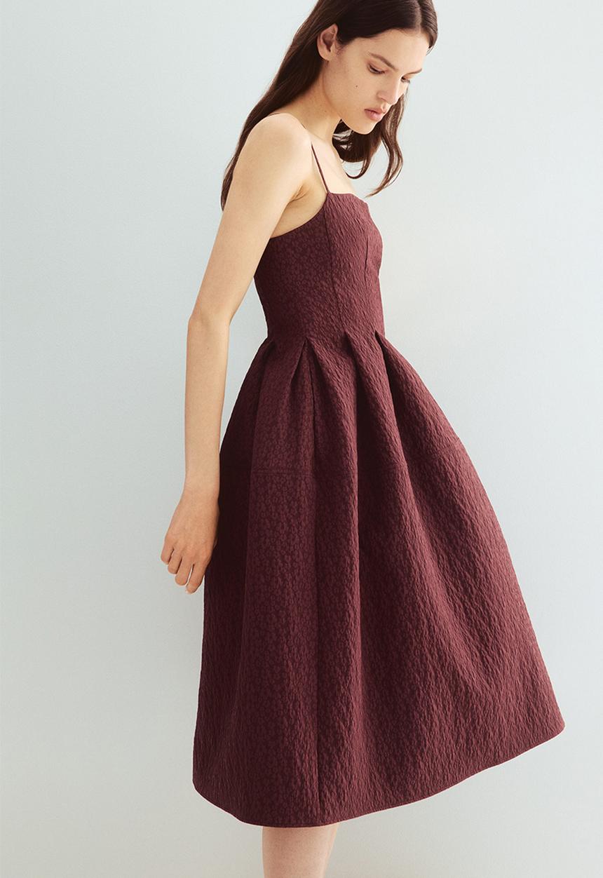 H&M - Jacquard-weave dress - burgundy