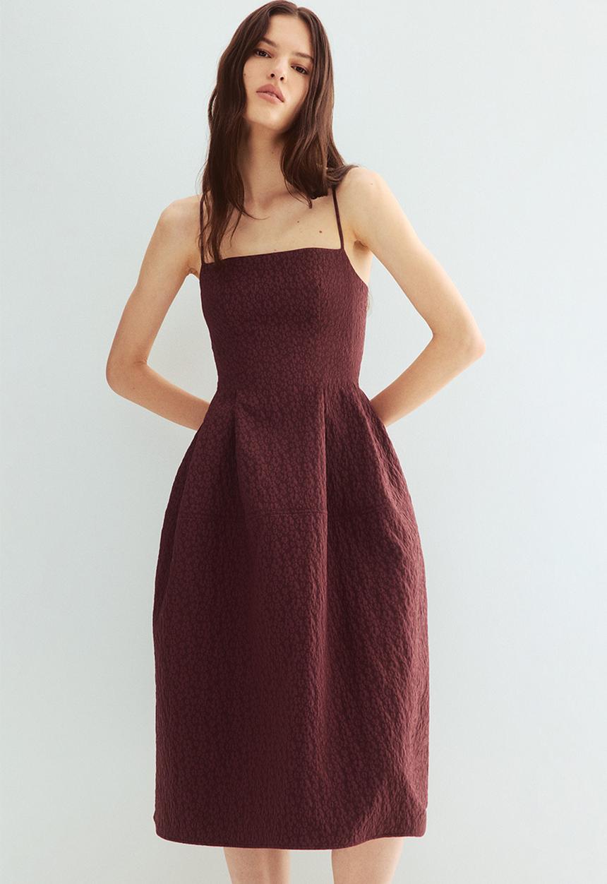 H&M - Jacquard-weave dress - burgundy