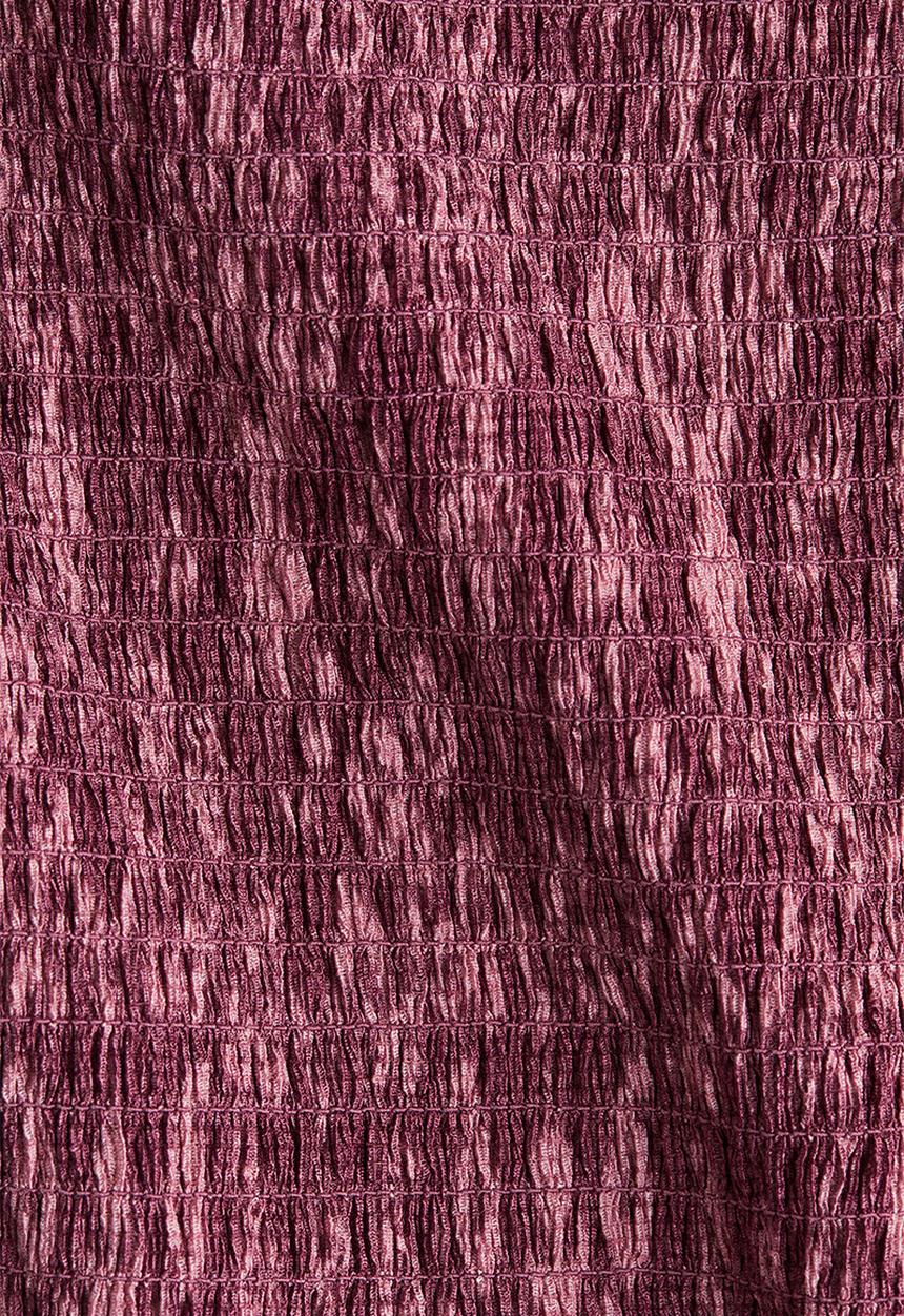 H&M - Smocked cropped top - dark pink patterned