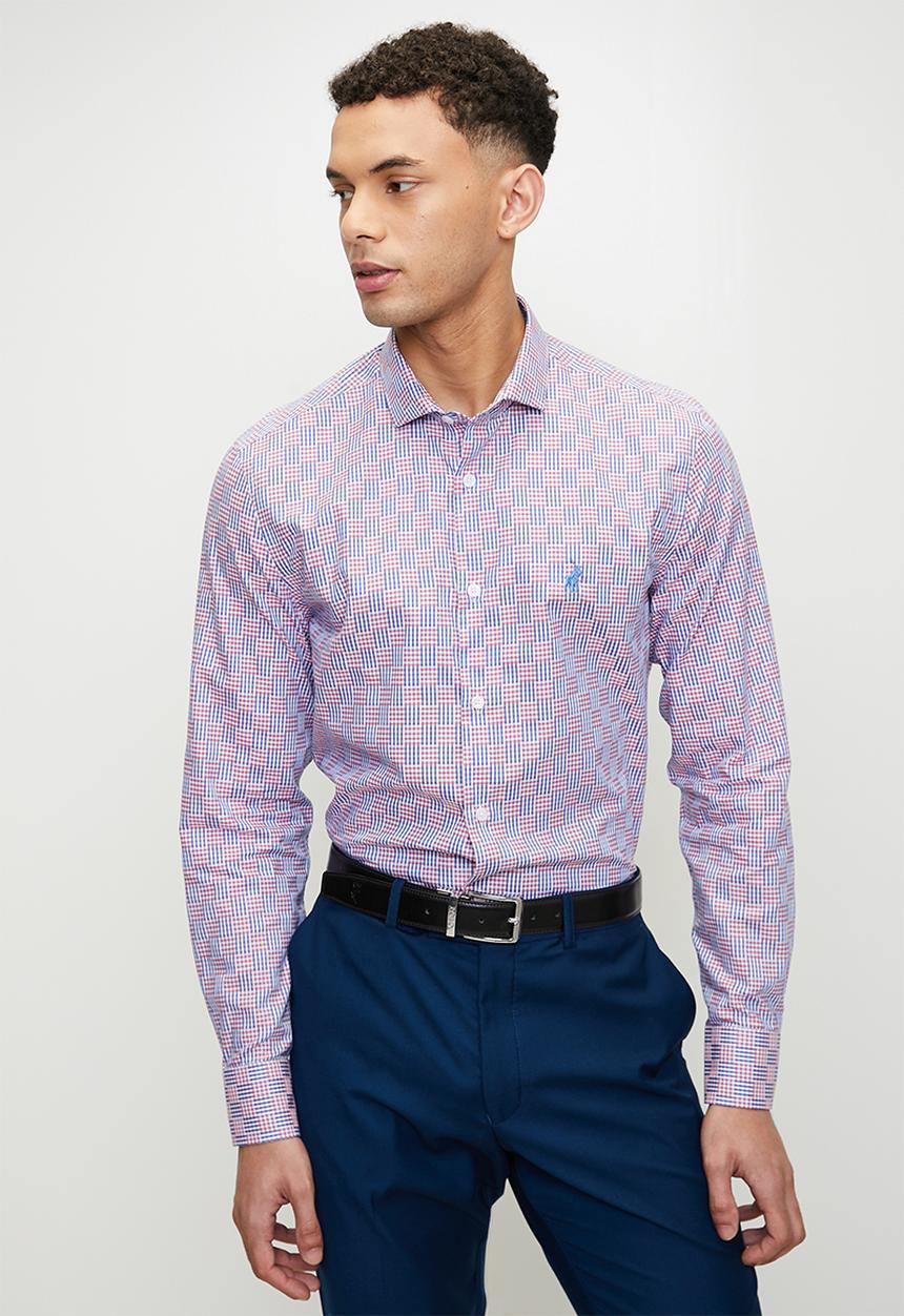 POLO - Dean long sleeve geo print shirt  - pink