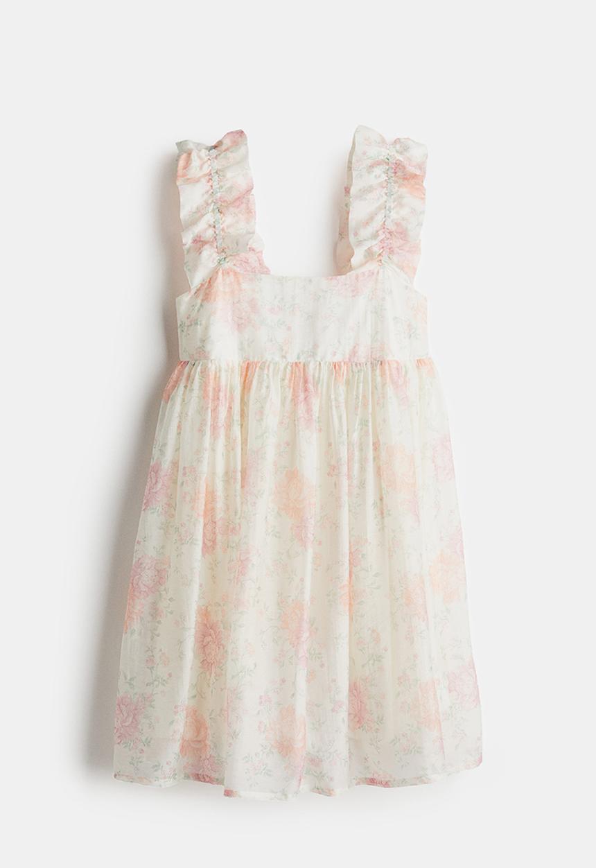 H&M - Ruched-strap dress - white floral 