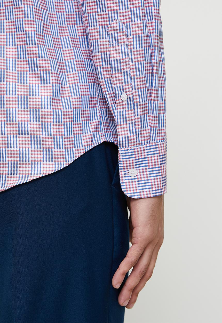 POLO - Dean long sleeve geo print shirt  - pink