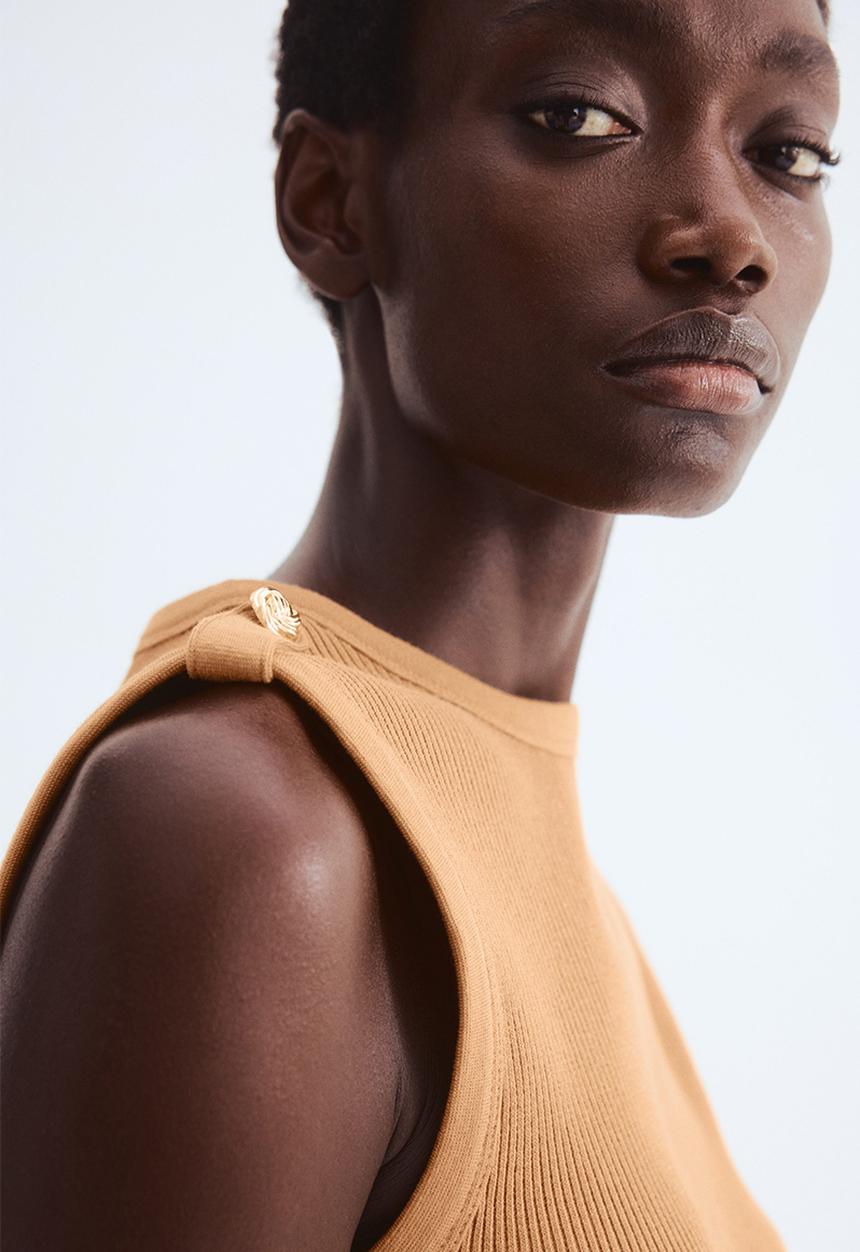 H&M - Ribbed vest top - light brown