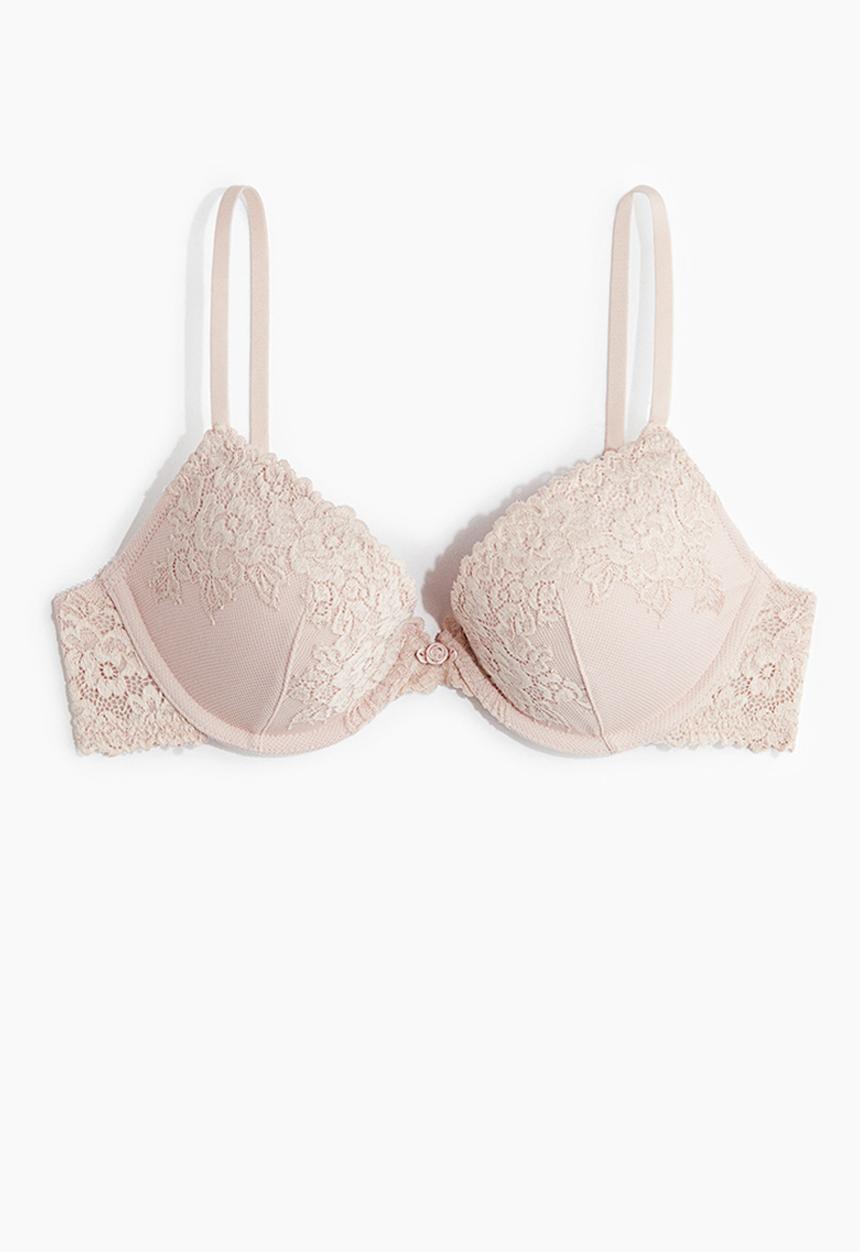 H&M - Lace push-up bra - light pink 