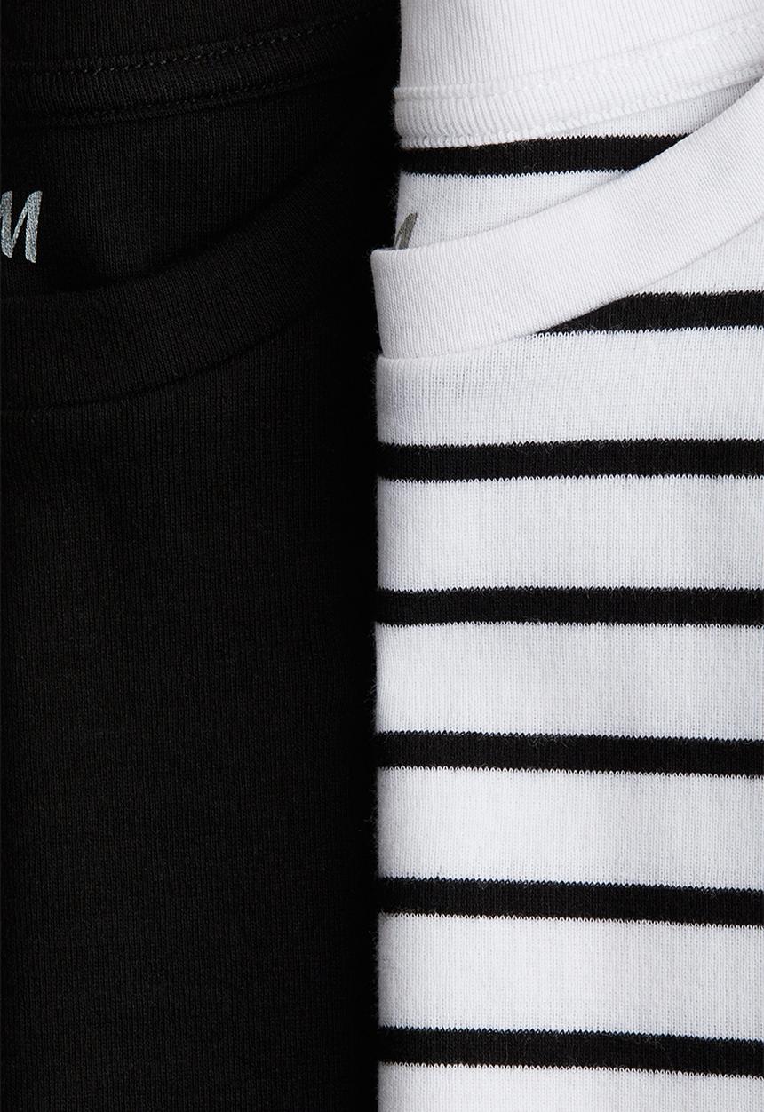 H&M - 2-Pack cotton jersey tops - black & white