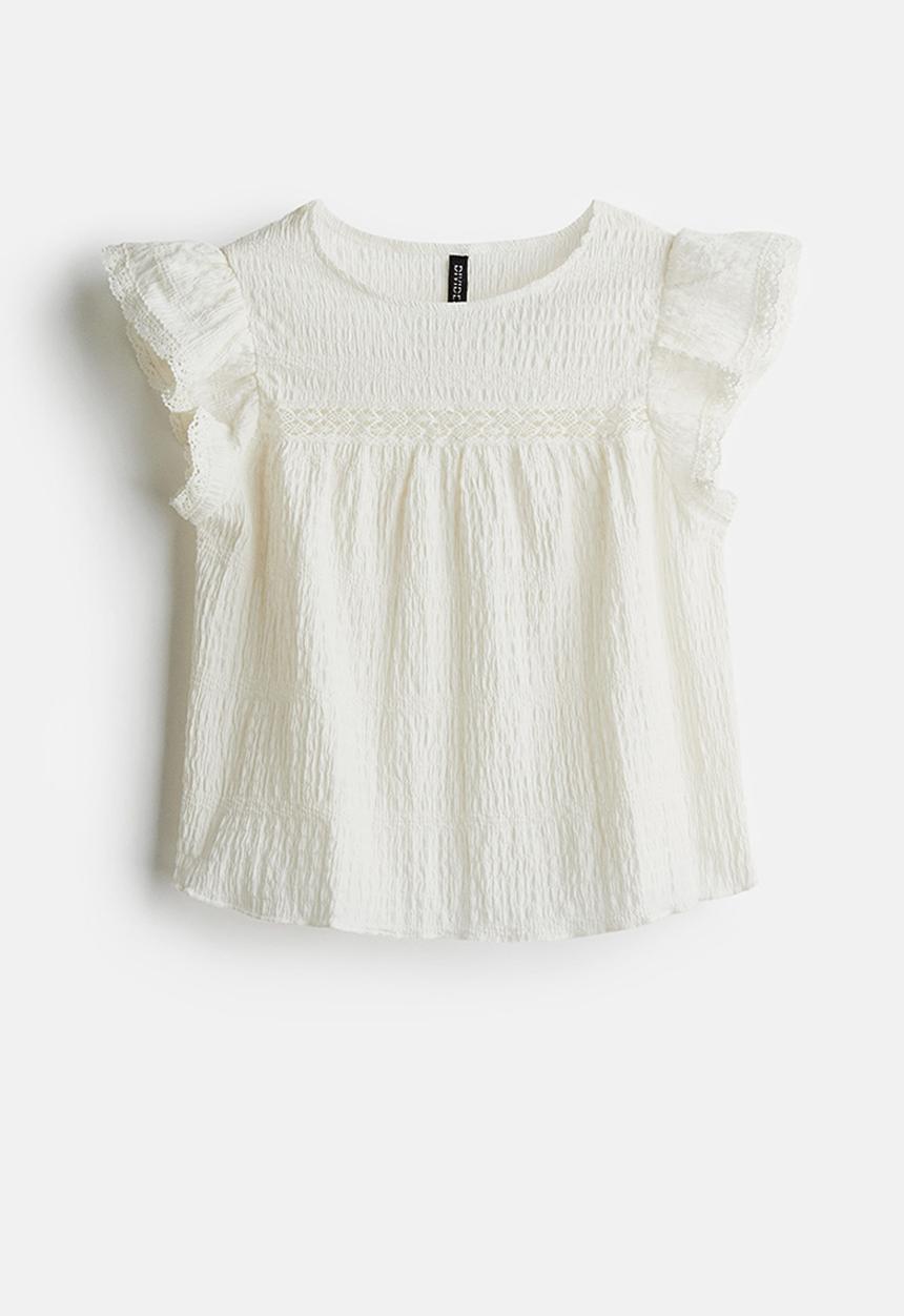 H&M - Textured jersey top - white