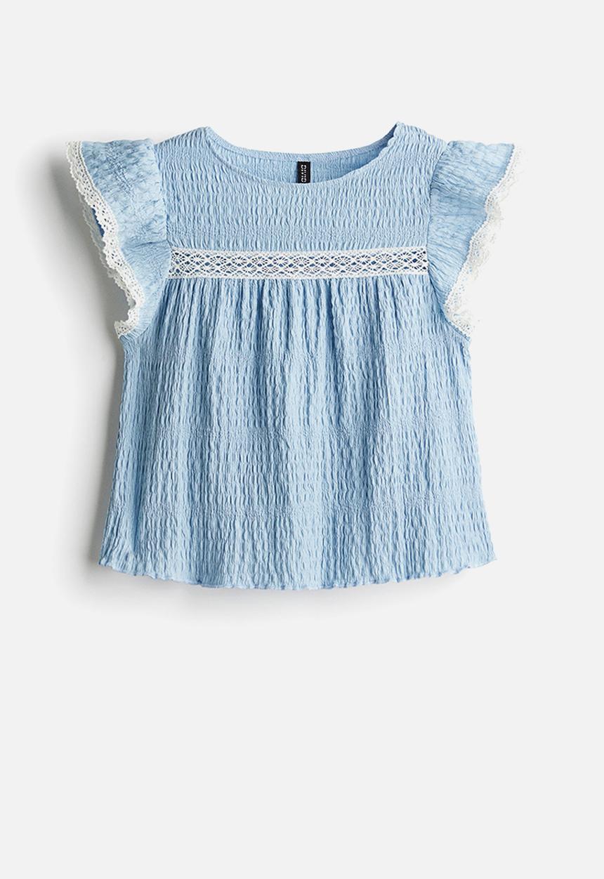 H&M - Textured jersey top - light blue