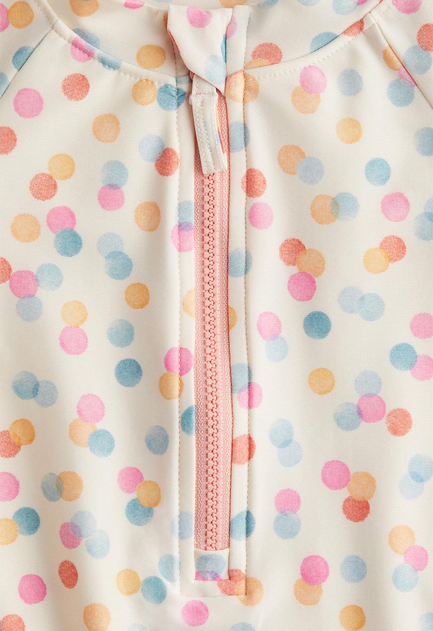 H&M - Long-sleeved swimsuit - cream spotted 