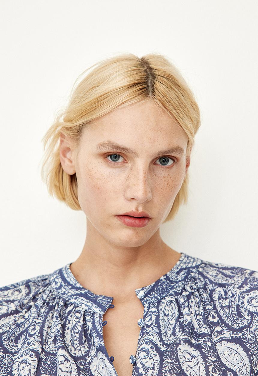 H&M - Band-collar blouse - blue,multi