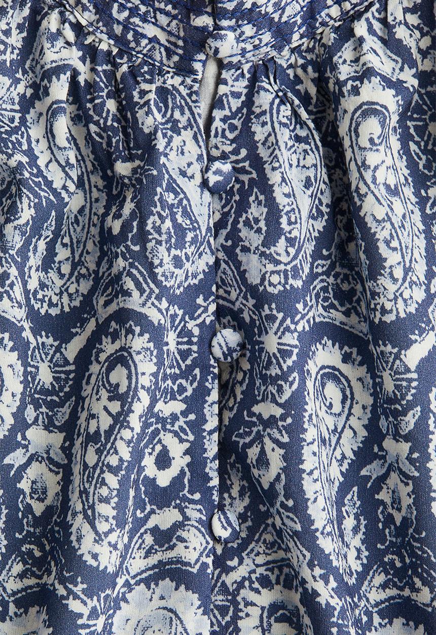 H&M - Band-collar blouse - blue,multi