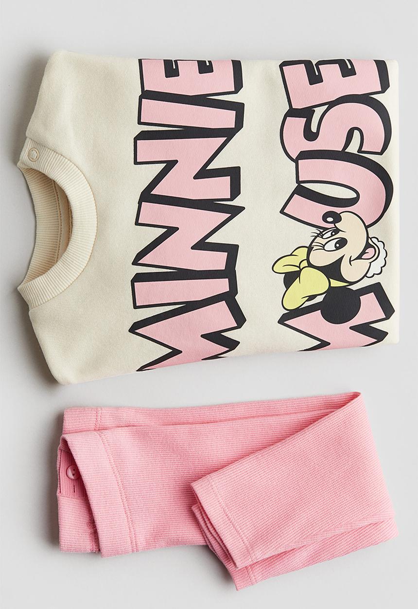 H&M - 2-Piece sweatshirt and leggings set - cream minnie mouse 