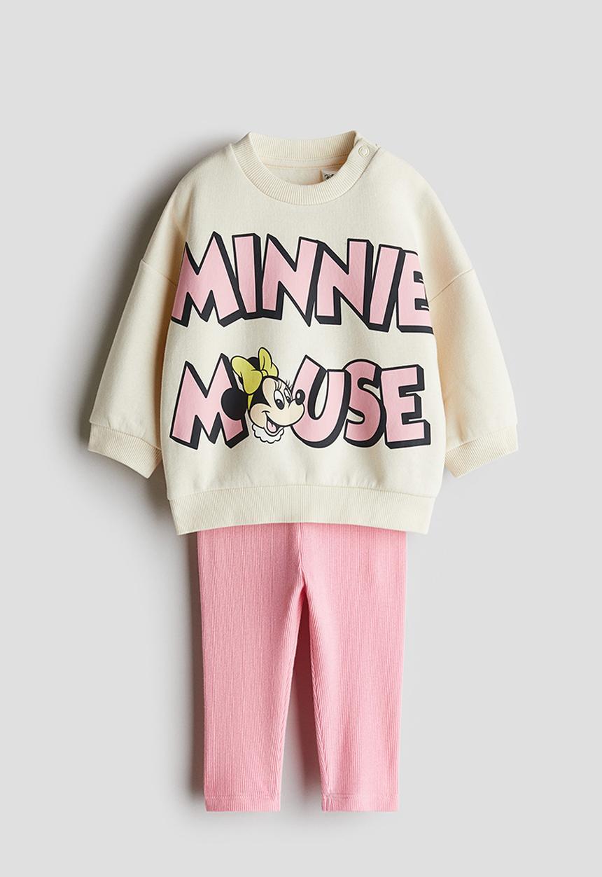 H&M - 2-Piece sweatshirt and leggings set - cream minnie mouse 