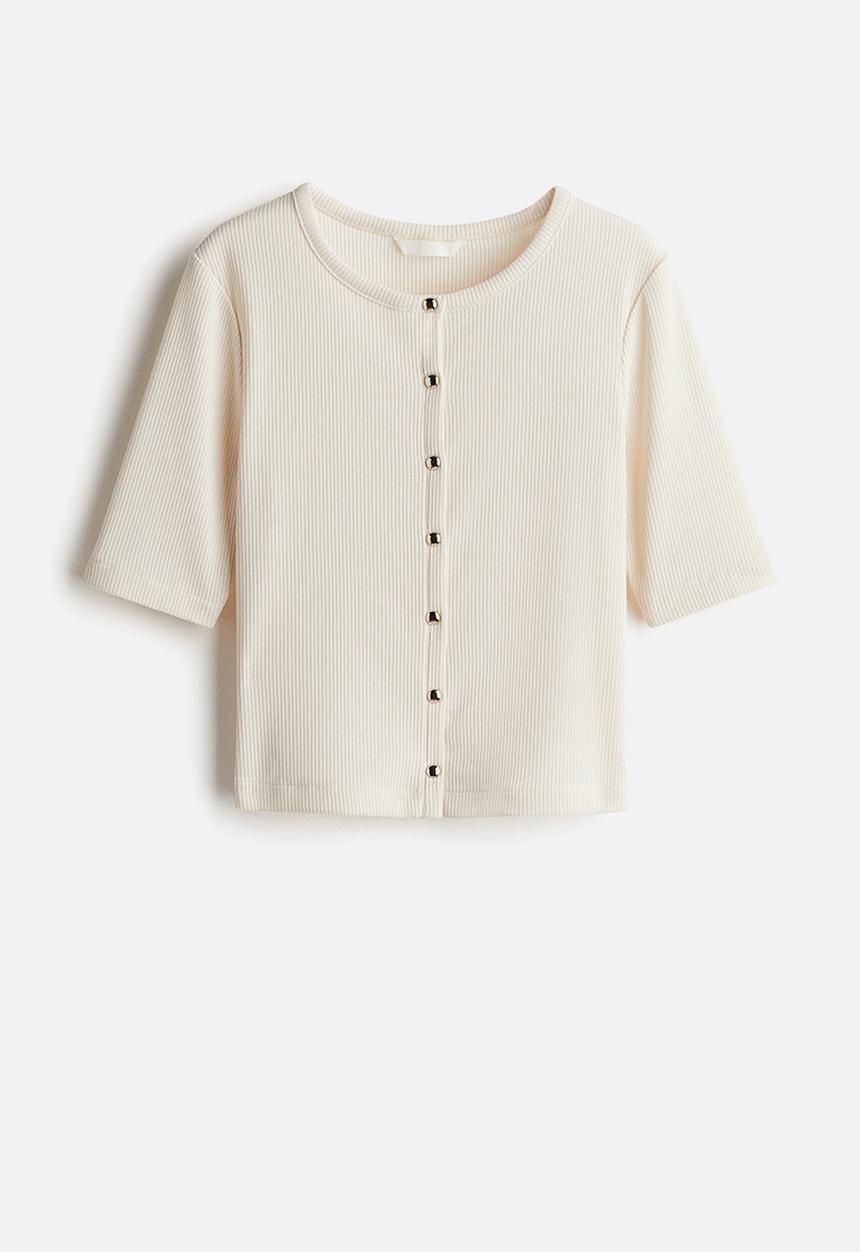 H&M - Ribbed jersey cardigan - cream