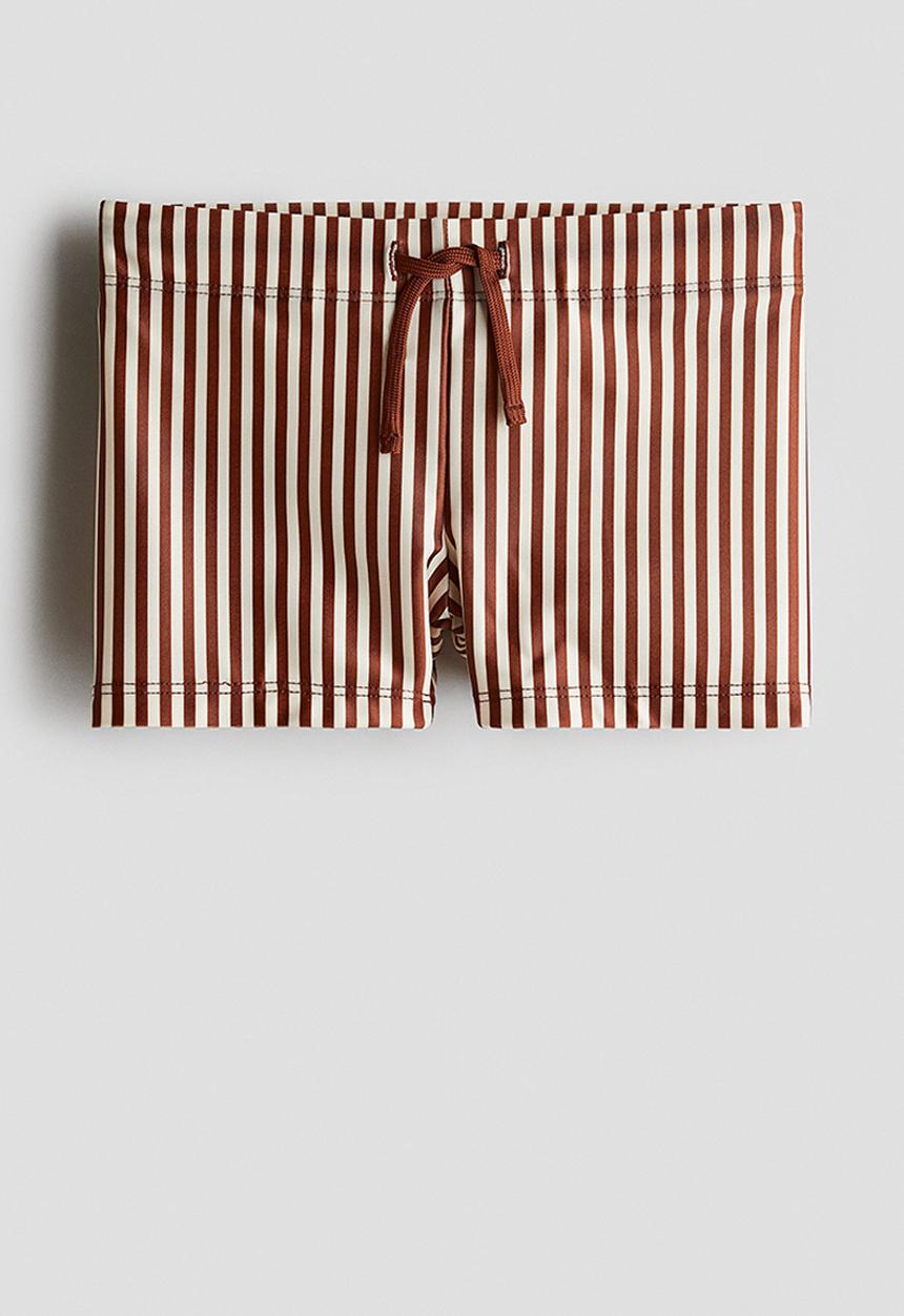 H&M - Printed swimming trunks - brown & white striped