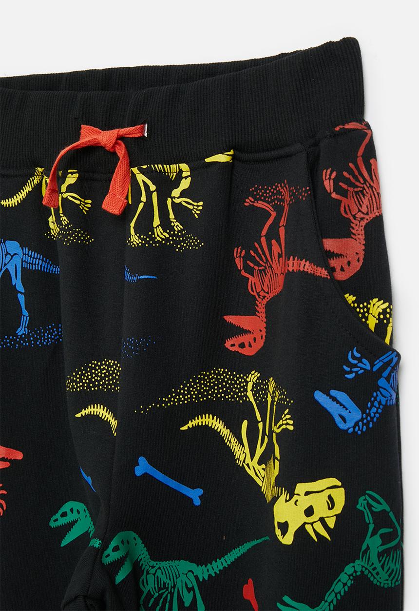Pop Candy - Dino skeleton aop cuffed joggers - black/multi