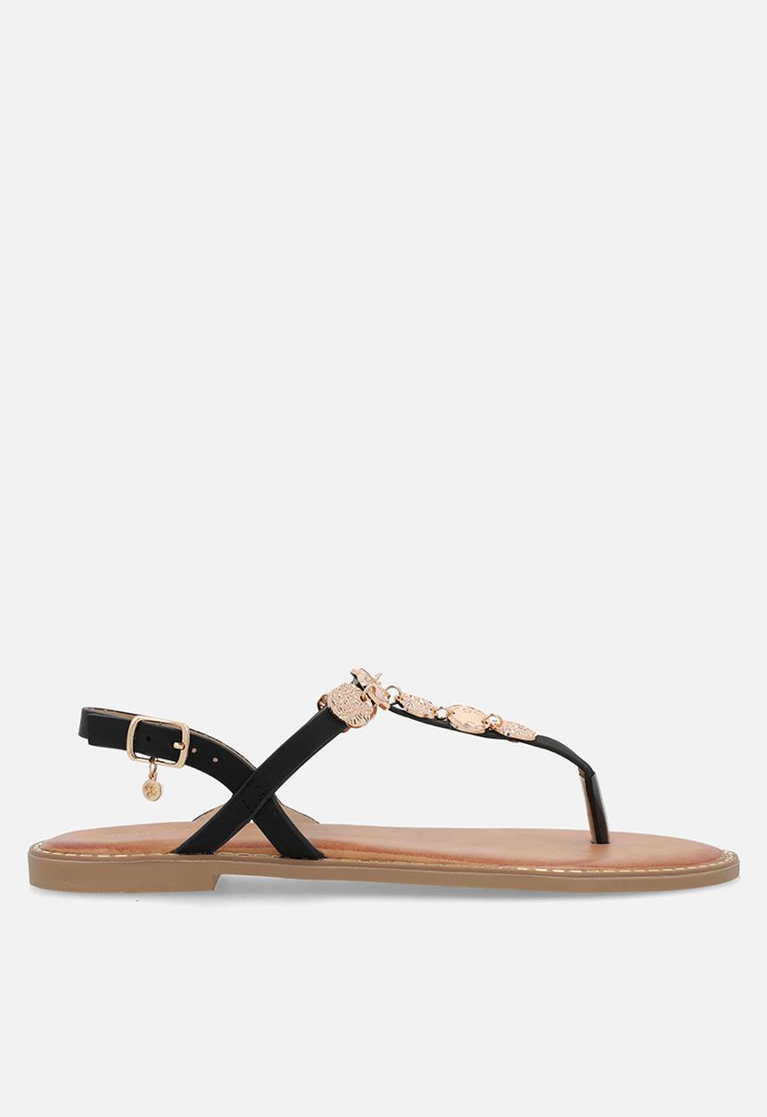 Miss Black - Honor 1 gold coin sandal - black