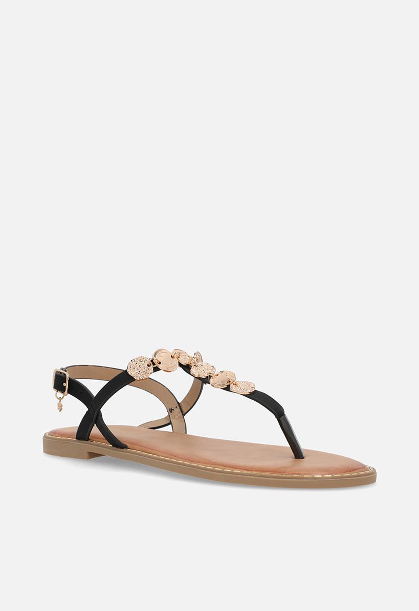 Miss Black - Honor 1 gold coin sandal - black