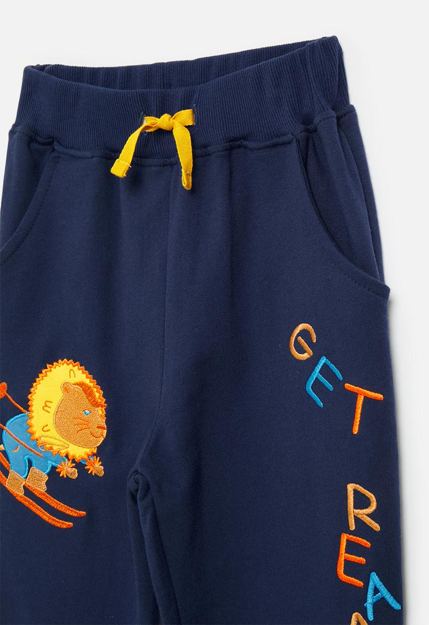 Pop Candy - Cuffed joggers with slogan - navy/multi/get ready