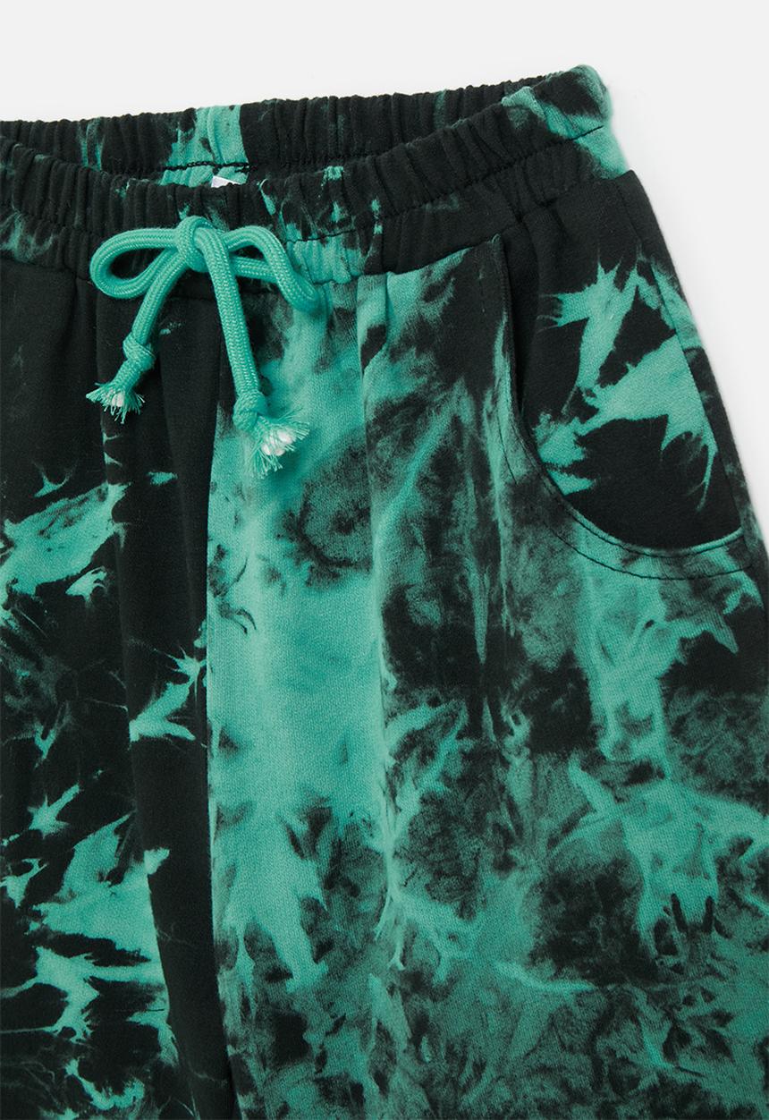 Pop Candy - Tie dye basic shorts - black/celadon green