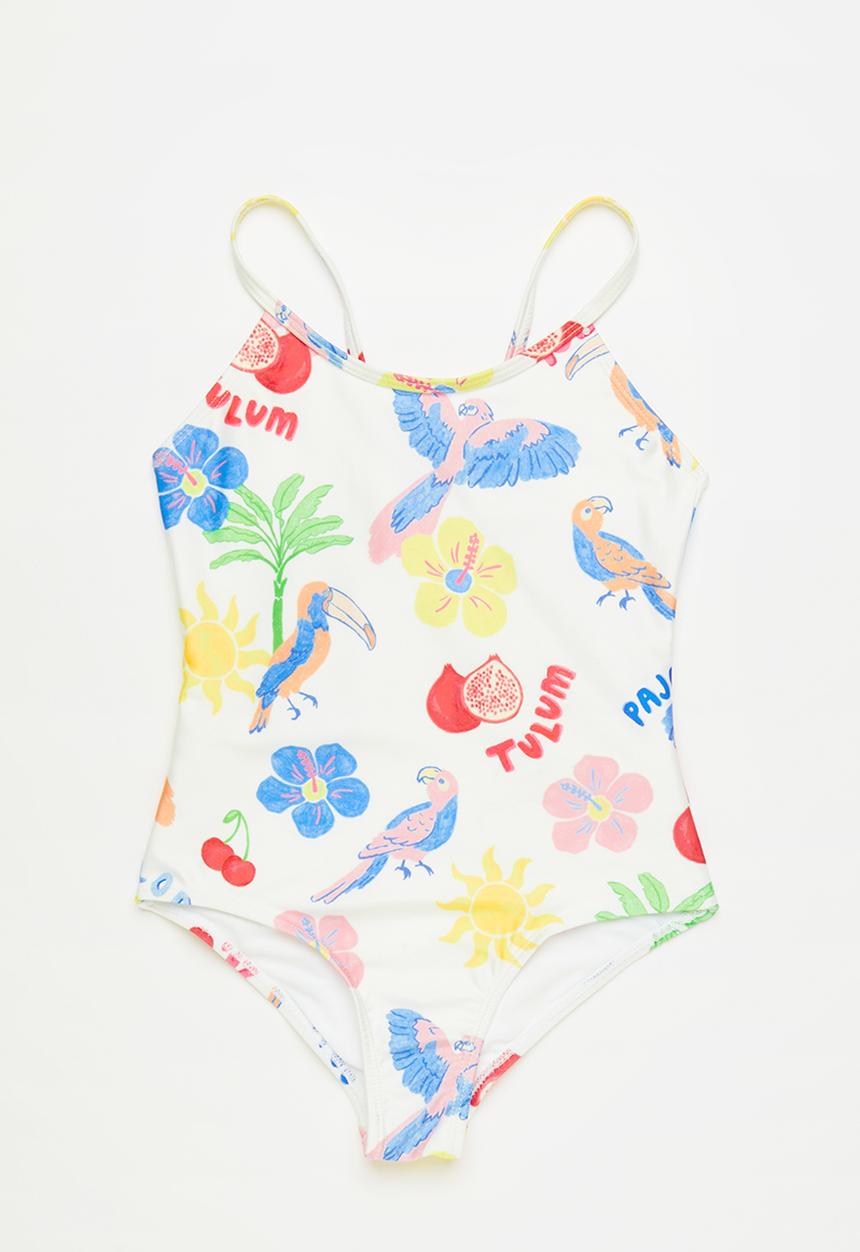 Cotton On - Renee bow one piece - dark vanilla/tropical birds