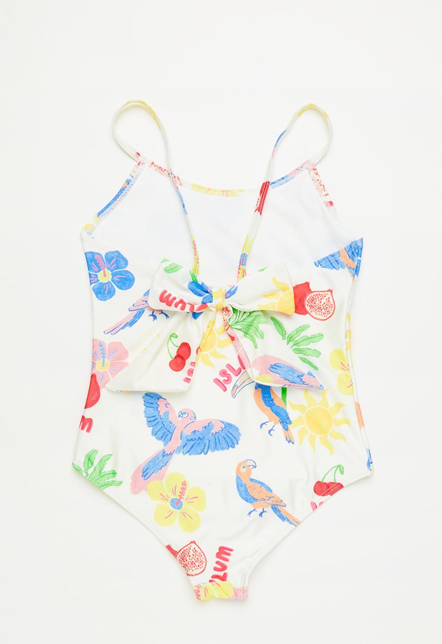 Cotton On - Renee bow one piece - dark vanilla/tropical birds