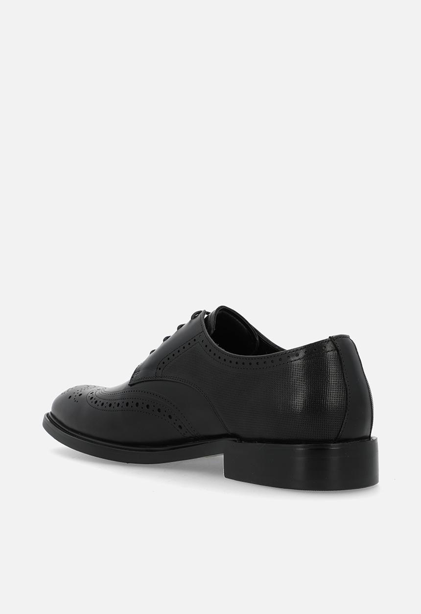POLO - Wingcap brogue gibson lace up - black