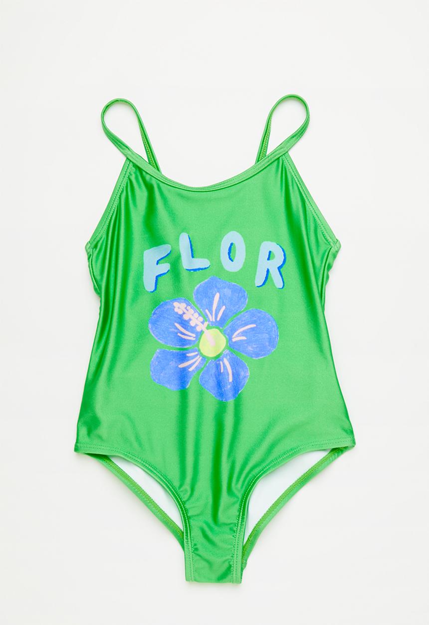 Cotton On - Renee bow one piece - tennis green/hibiscus