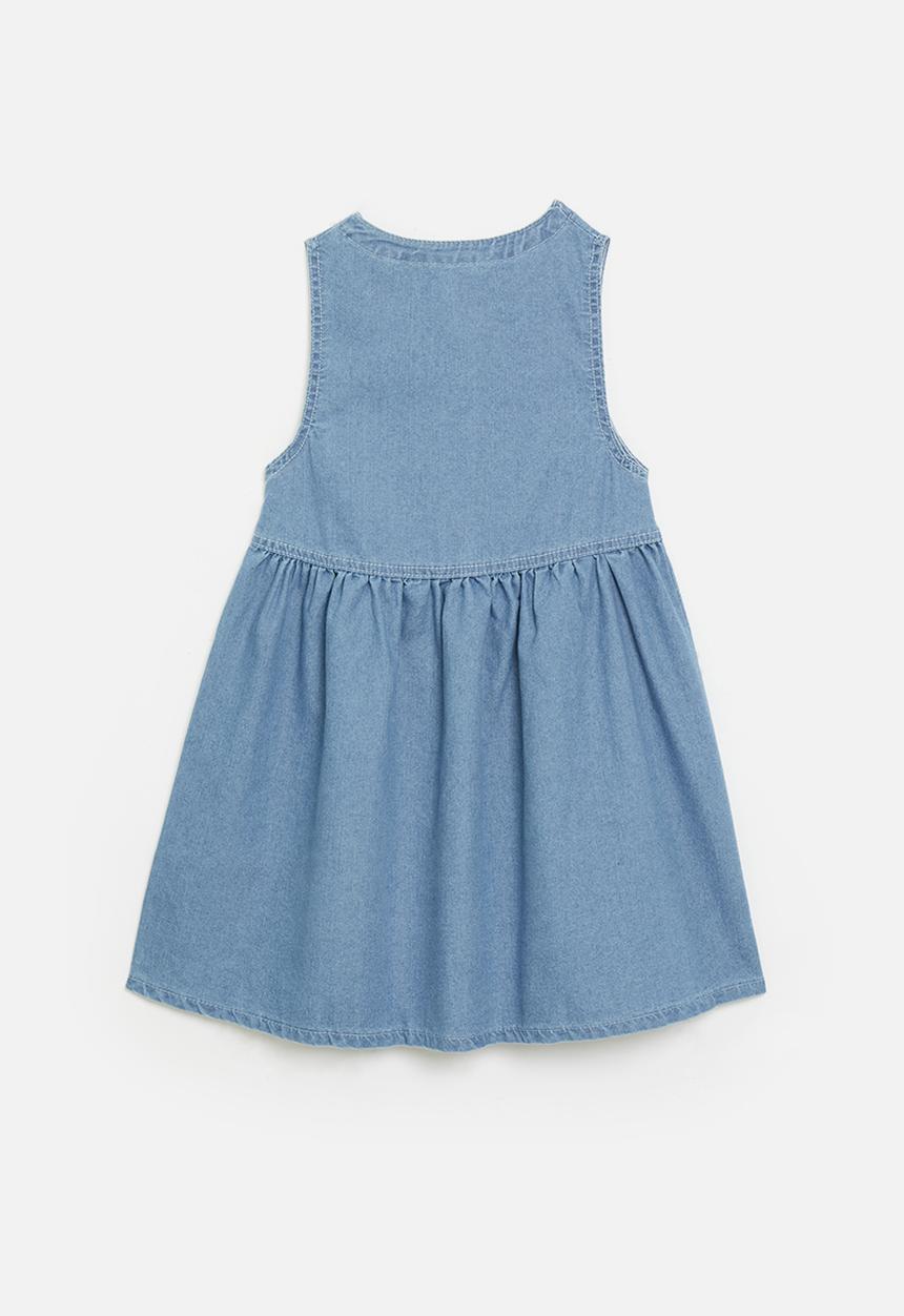 Pop Candy - Button down fit & flare denim dress - blue