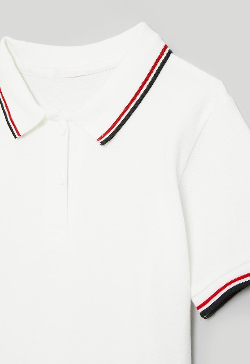 Pop Candy - Golfer tee with contrast stripes - white/red/black
