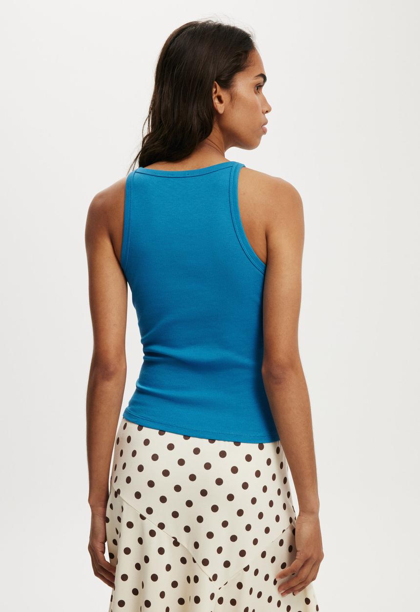 Cotton On - Goldie rib high neck tank - lapis lazuri
