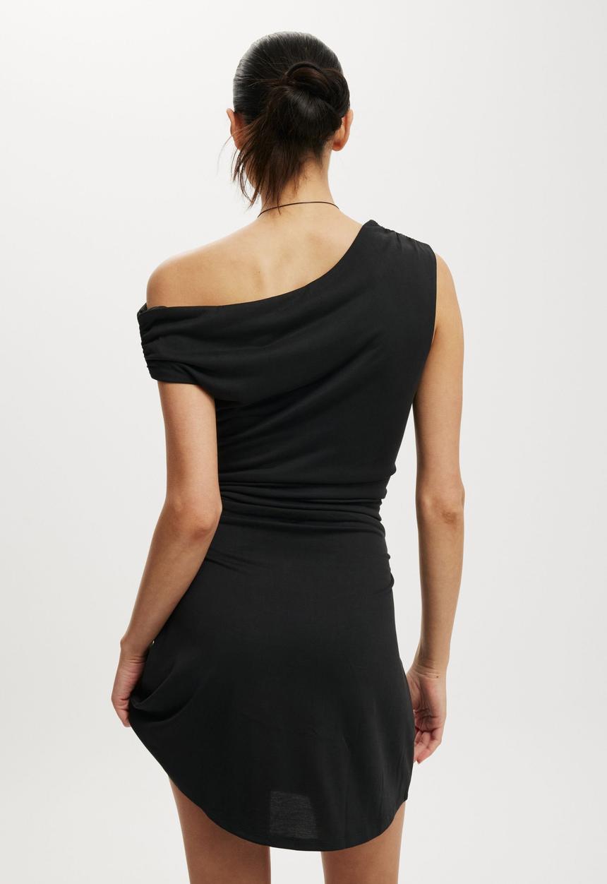 Cotton On - Sandy asymmetric mini dress - black