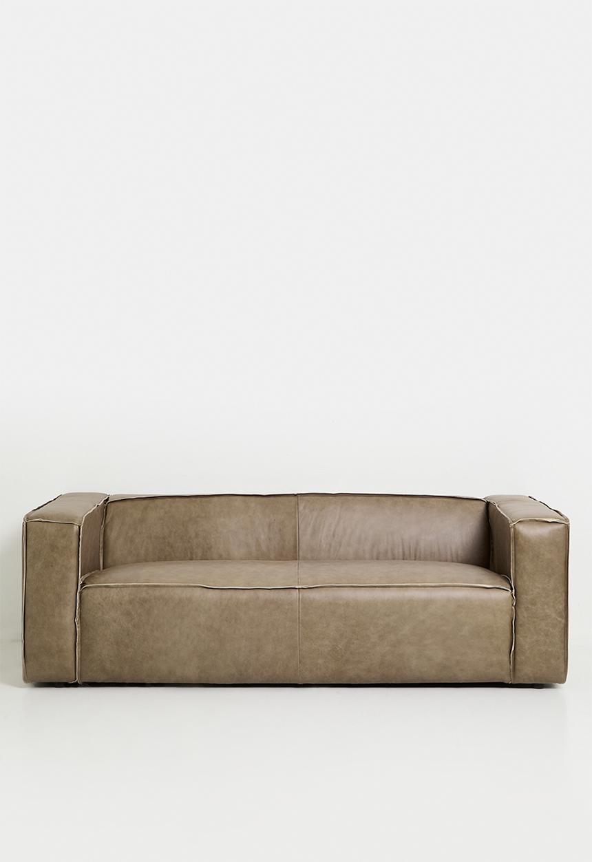 Sixth Floor - Seattle genuine leather 3 seater sofa - smoke