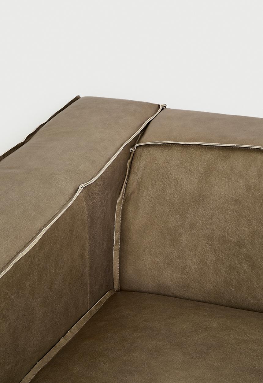 Sixth Floor - Seattle genuine leather 3 seater sofa - smoke