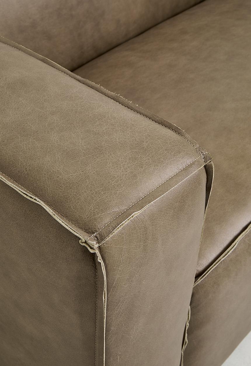 Sixth Floor - Seattle genuine leather 3 seater sofa - smoke
