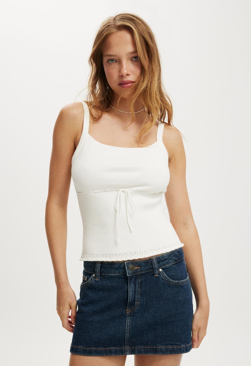 Cotton On - Knit Cami With Ruffle Hem - White