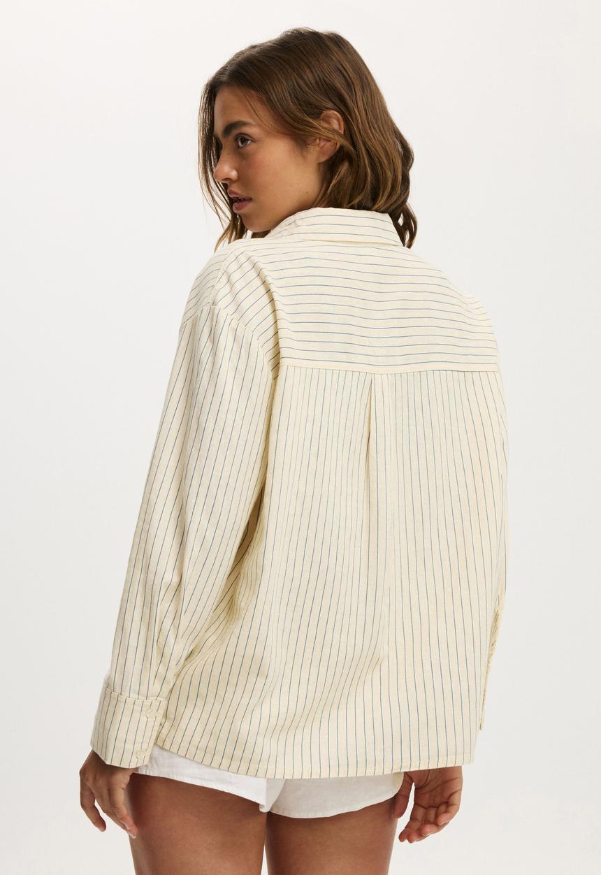 Cotton On - Haven long sleeve shirt - vanilla glow pinstripe