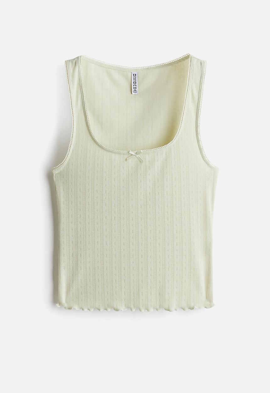 H&M - Pointelle jersey vest top - light green