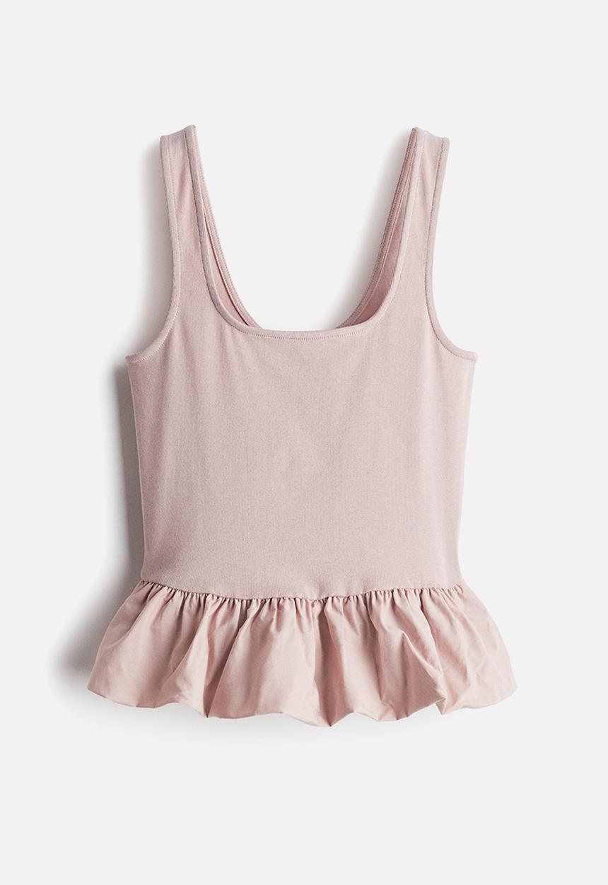 H&M - Bubble-hem vest top - dusty pink