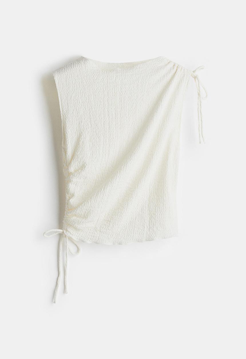 H&M - Drawstring-detail top - cream
