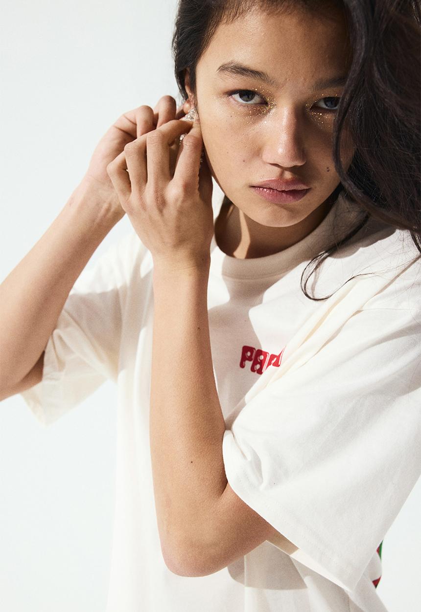 H&M - Oversized printed T-shirt - white/pacha