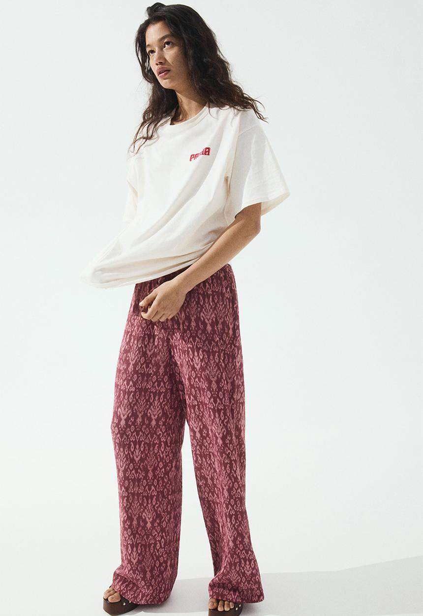 H&M - Oversized printed T-shirt - white/pacha