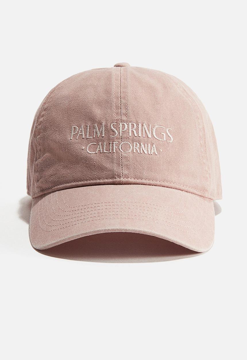 H&M - Motif-detail cotton cap - dusty pink & palm springs