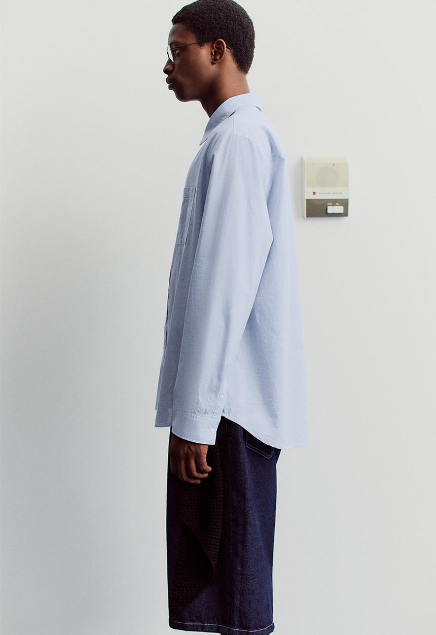 H&M - Oversized fit seersucker shirt - light blue striped
