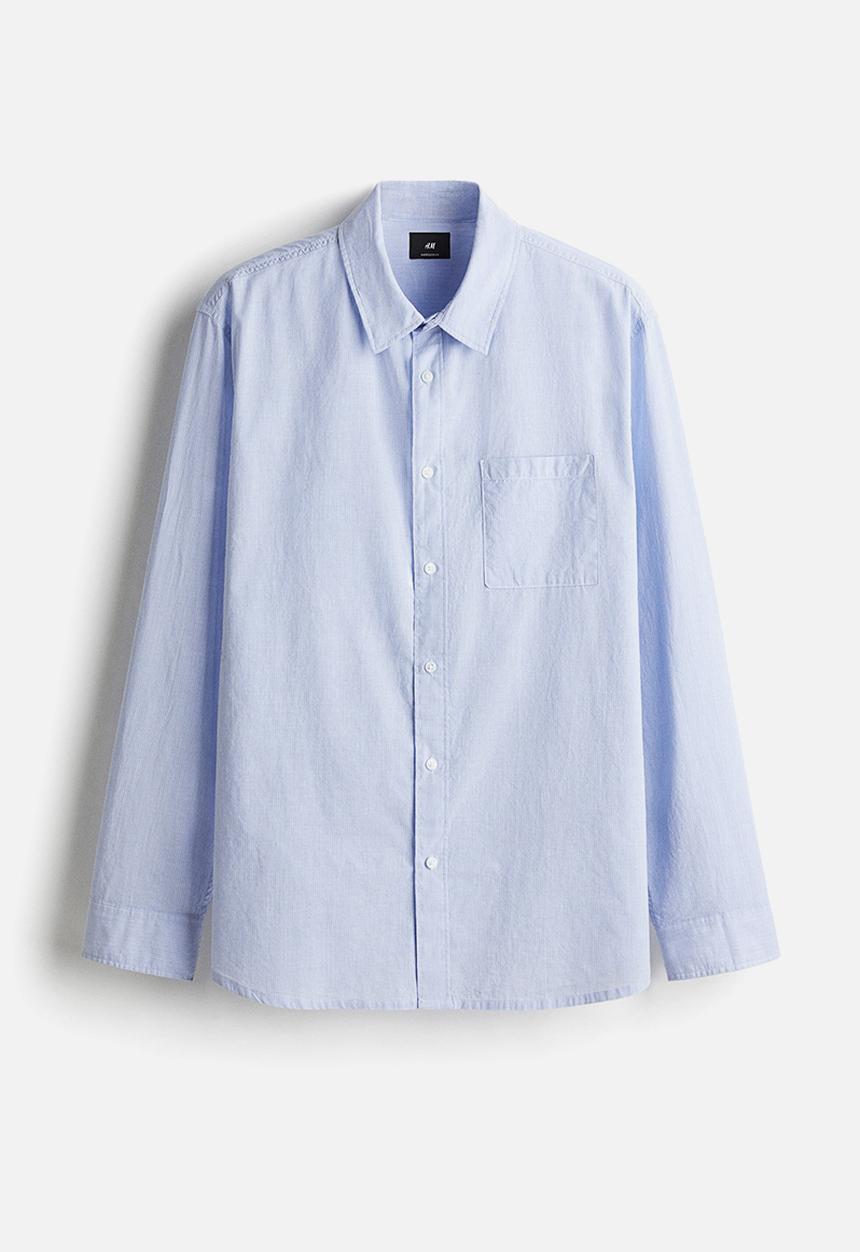 H&M - Oversized fit seersucker shirt - light blue striped
