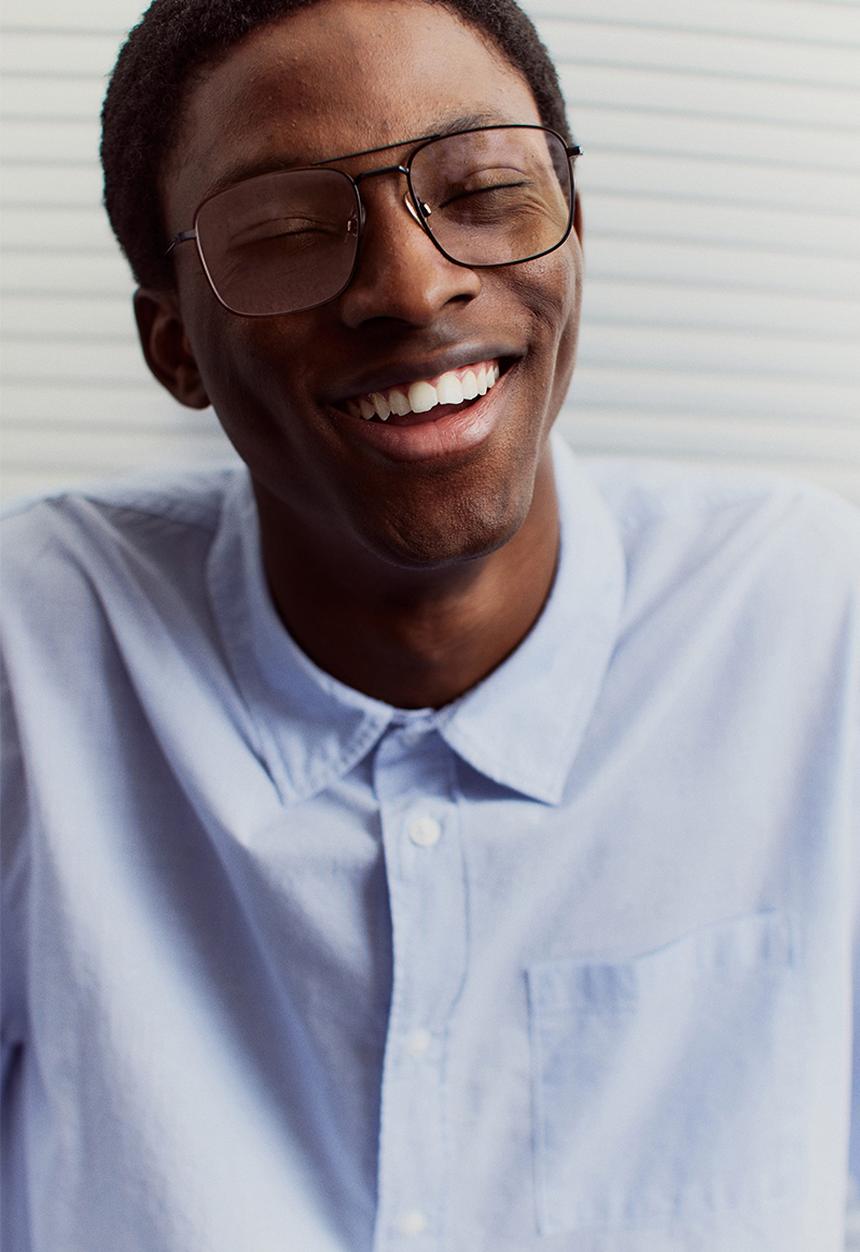 H&M - Oversized fit seersucker shirt - light blue striped