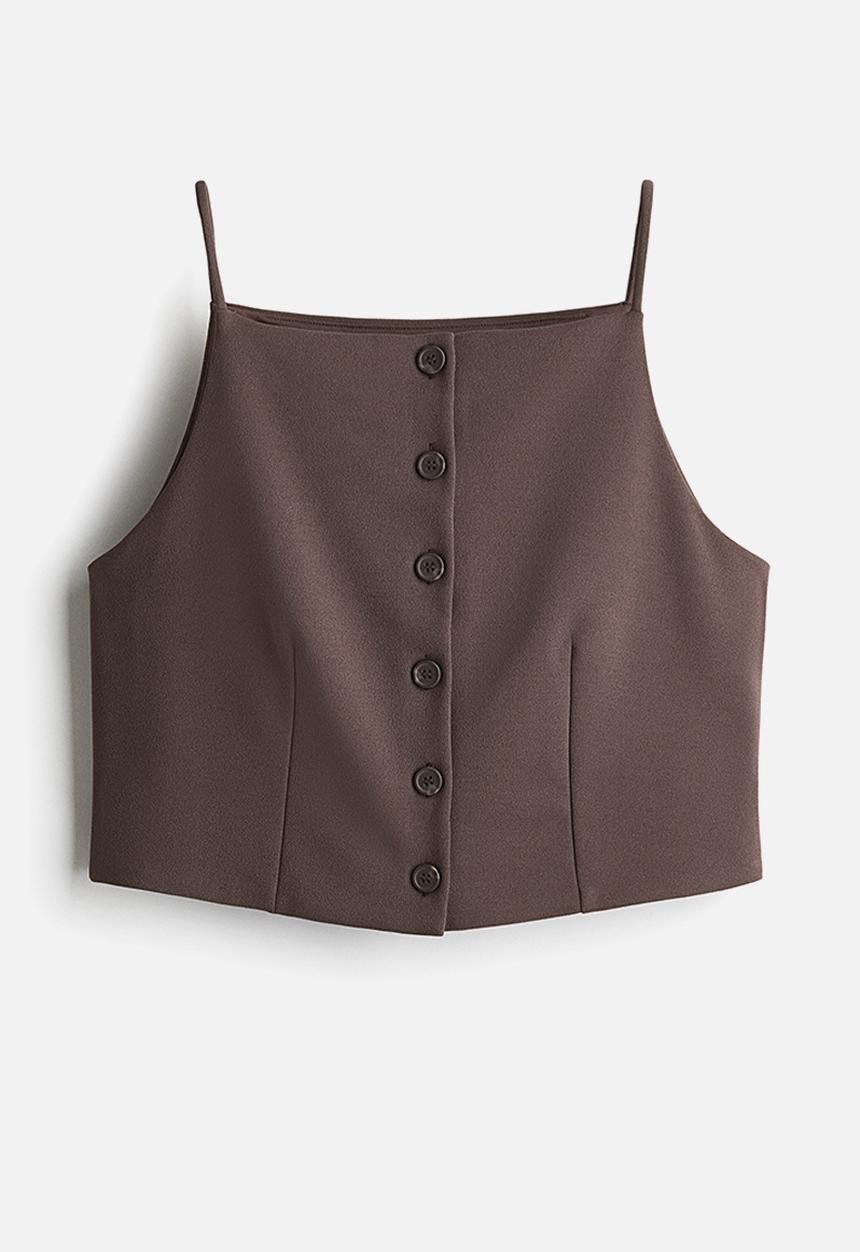 H&M - Jersey waistcoat - dark mole