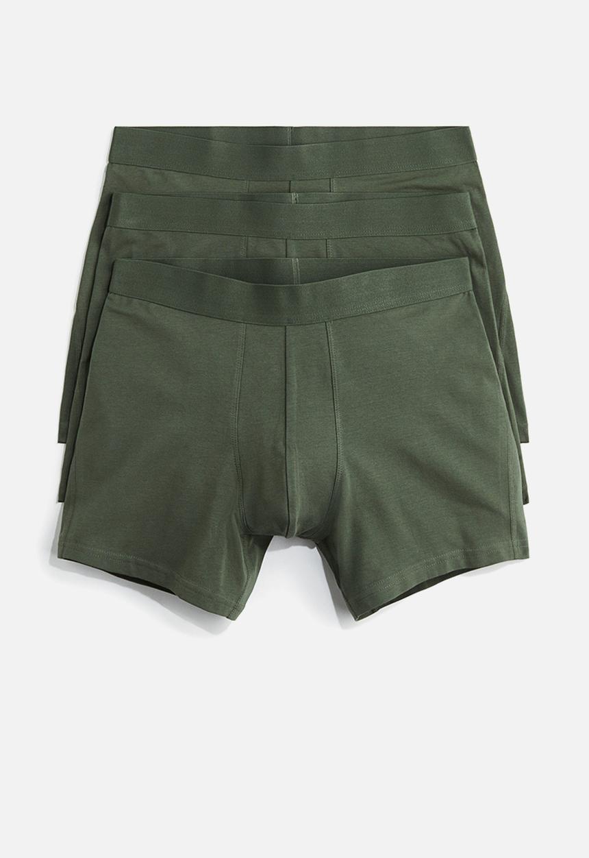 H&M - 3-pack mid trunks with lycra® - khaki green