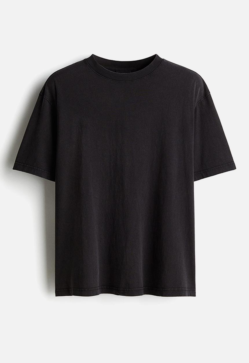 H&M - Loose fit washed t-shirt - black